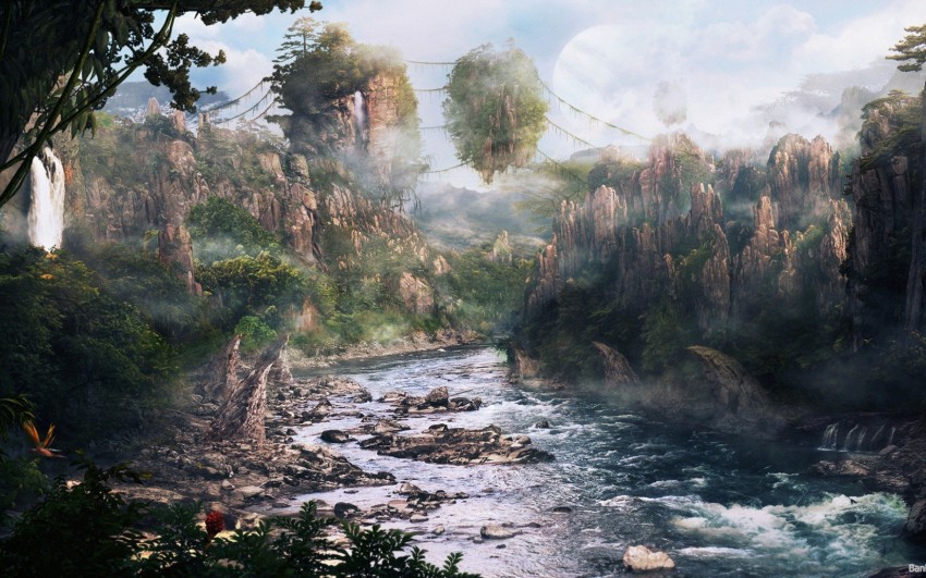 Pandora Misty Morning  Avatar Landscape background Dream art
